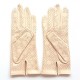 Leather gloves of lamb pink beige "CARMELINA".