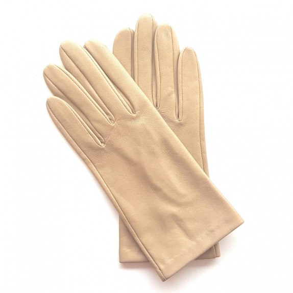 Leather gloves of lamb clear sand "CAPUCINE".