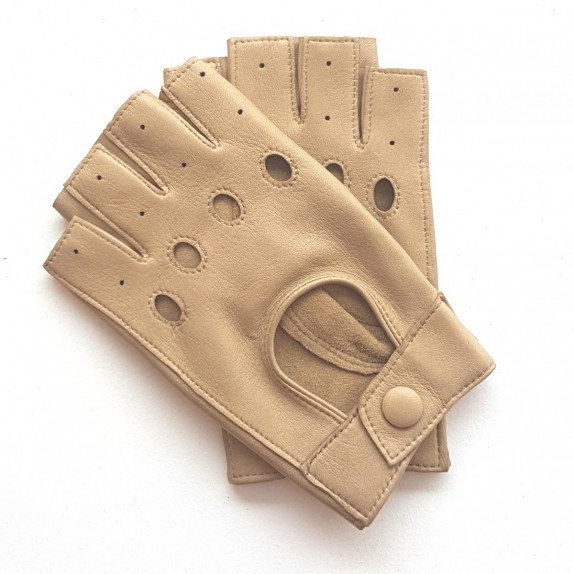 Leather mittens of lamb sand PILOTE".