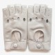 Leather mittens of lamb pearl grey "PILOTE".