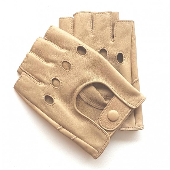 Leather mittens of lamb sand bis "PILOTE".