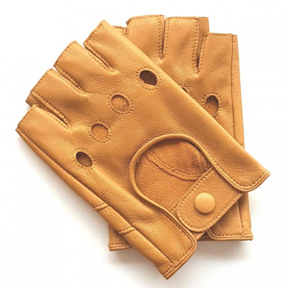 Leather mittens of lamb clear cork "PILOTE".