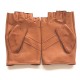 Leather mittens of lamb caramel "PILOTE".