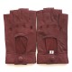 Leather mittens of lamb maroon "PILOTE".