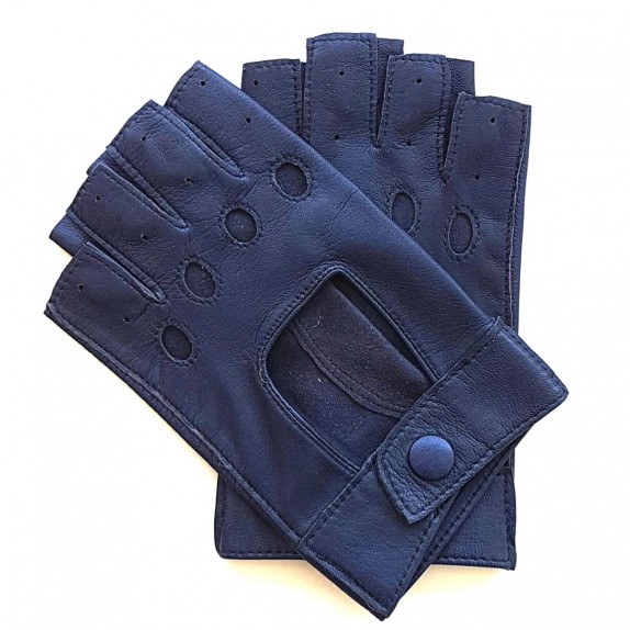 Leather mittens of lamb damson "PILOTE".