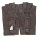 Leather mittens of lamb brown "PILOTE".