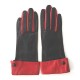 Gants en cuir d'agneau noir et rouge"PLATON".