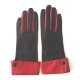 Leather gloves of lamb black and red "PLATON"