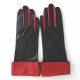 Leather gloves of lamb black and red "PLATON"