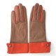 Gants en cuir d'agneau sable et orange"PLATON".