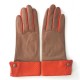 Leather gloves of lamb sand and orange "PLATON"