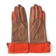 Gants en cuir d'agneau sable et orange"PLATON".