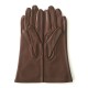 Leather gloves of lamb brown and orange "NUAGE".