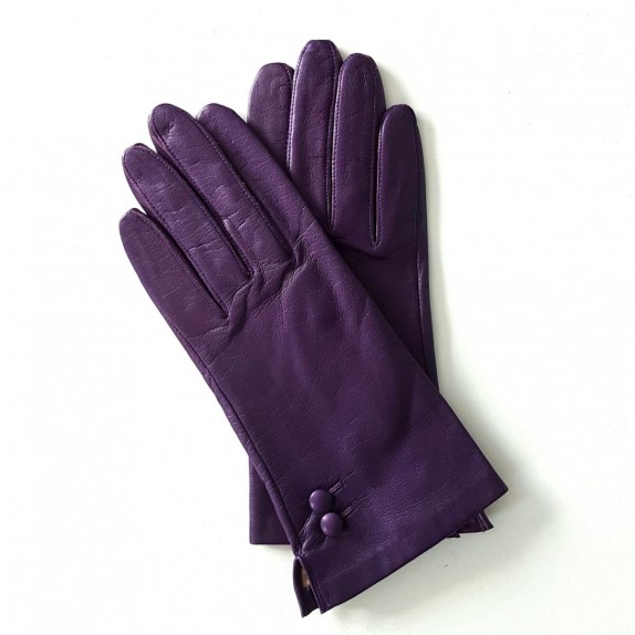 Leather gloves of lamb purple "CLEMENTINE"