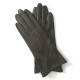 Leather gloves of lamb khaki and black "ISOCELE".