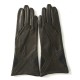 Leather gloves of lamb khaki and black "ISOCELE".