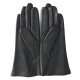 Leather gloves of lamb black and maize "COCCINELLE"