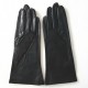 Leather gloves of lamb black and sand "COCCINELLE"