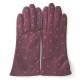 Leather gloves of lamb blackcurrant and fuchsia "COCCINELLE"