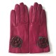 Leather Gloves of lamb hot pink blackcurrant charcoal "Dhalia"