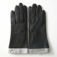 Leather gloves of lamb grey and silver "STELLA".