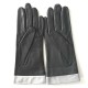 Leather gloves of lamb grey and silver "STELLA".