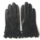 Gants en cuir d'agneau noir "PRIMEVERE".