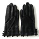 Gants en cuir d'agneau noir "PRIMEVERE".