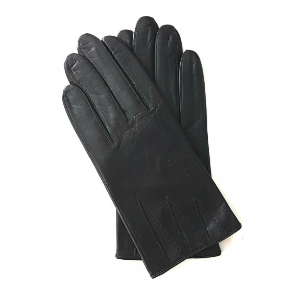 Gants en cuir d'agneau noir "TRIUNGHI".