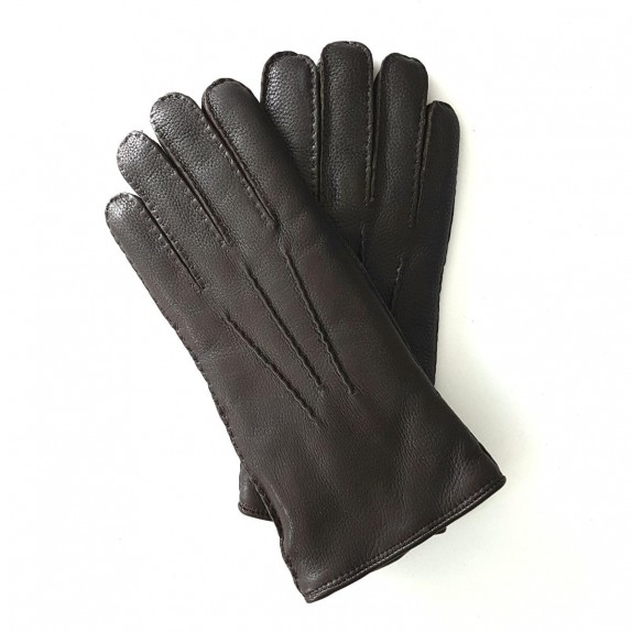 Leather gloves of deer brown "SERGE"