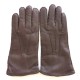 Gants en cuir de cerf chocolat "SERGE".