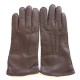 Leather gloves of deer chocolate "SERGE"