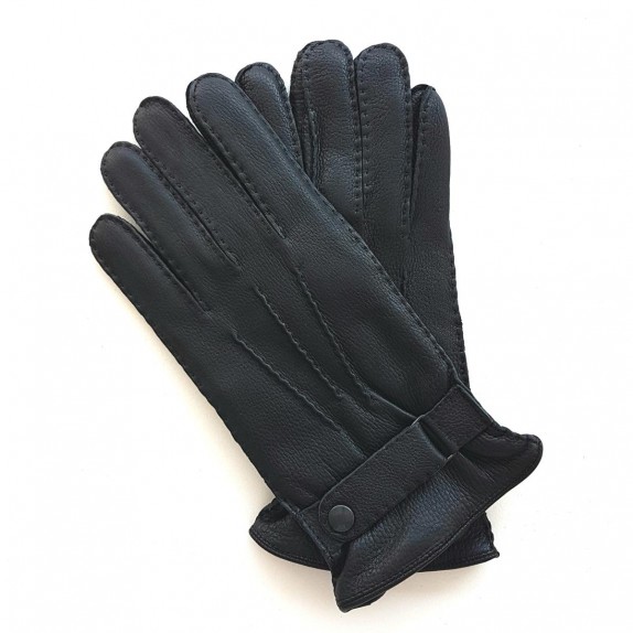 Leather gloves of deer black "THADEÏ"