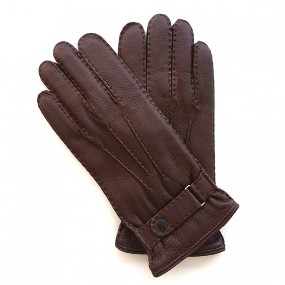 Gants en cuir de cerf chocolat "THADEÏ".