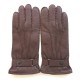 Gants en cuir de cerf chocolat "THADEÏ".