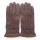 Leather gloves of deer chocolate "THADEÏ"