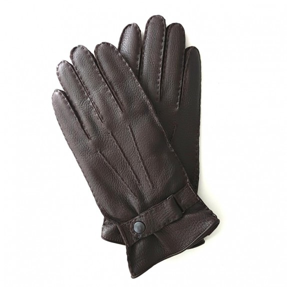 Leather gloves of deer brown "THADEÏ"