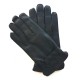 Gants en cuir d'agneau noir "BASILE".