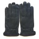 Gants en cuir d'agneau noir "BASILE".