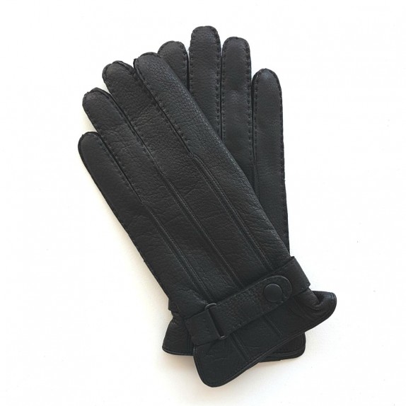 Leather gloves of deer black "BLAISE".