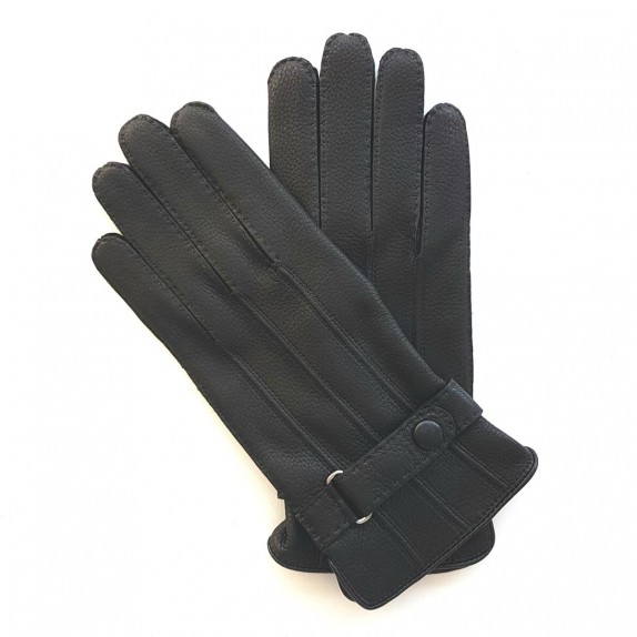 Leather gloves of deer black "BLAISE"