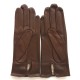 Gants en cuir d'agneau tobacco et sable "ANEMONE".