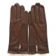 Leather gloves of lamb tobacco and sand "ANEMONE"