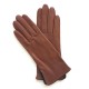 Leather gloves of lamb cognac and black "FENELON"