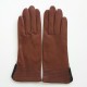 Leather gloves of lamb cognac and black "FENELON"