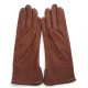 Leather gloves of lamb cognac and black "FENELON"