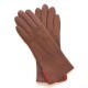 Gants en cuir d'agneau cognac et orange "FENELON".