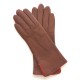 Leather gloves of lamb cognac and orange "FENELON"