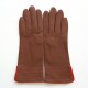 Leather gloves of lamb cognac and orange "FENELON"