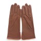 Leather gloves of lamb cognac and orange "FENELON"